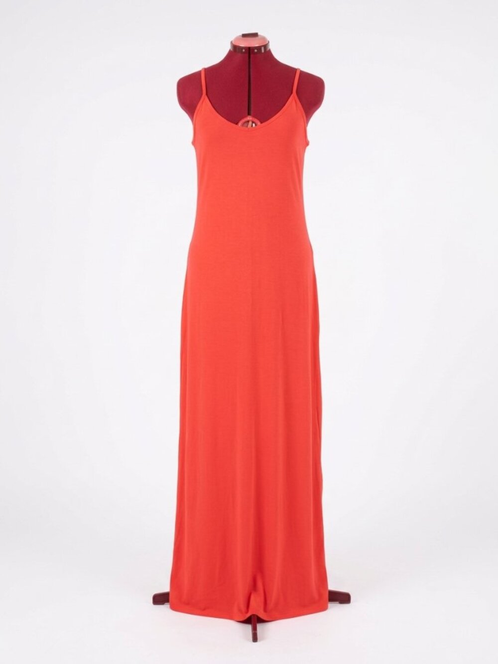 Zara Trafaluc - Spaghetti Strap Maxi Dress Red / Coral V-Neck Low Back Medium